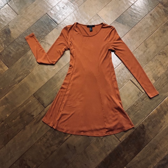 Forever 21 Long Sleeve Burnt Orange Dress - Picture 6 of 6